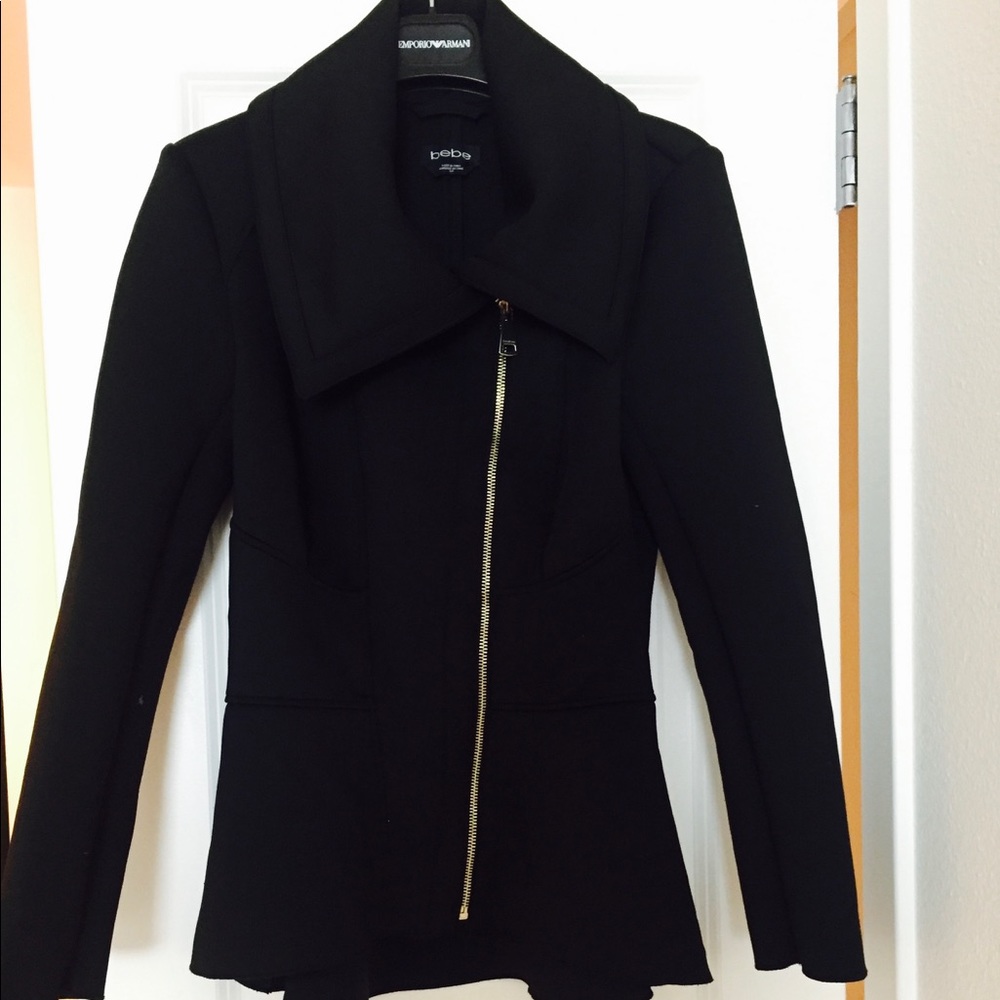 Bebe Peplum Scuba Jacket